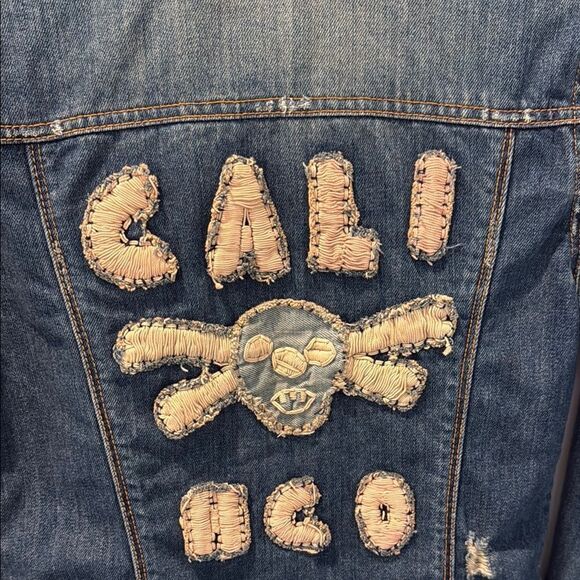 Hollister Cali Distressed Blue Denim Jacket size small - Picture 6 of 11